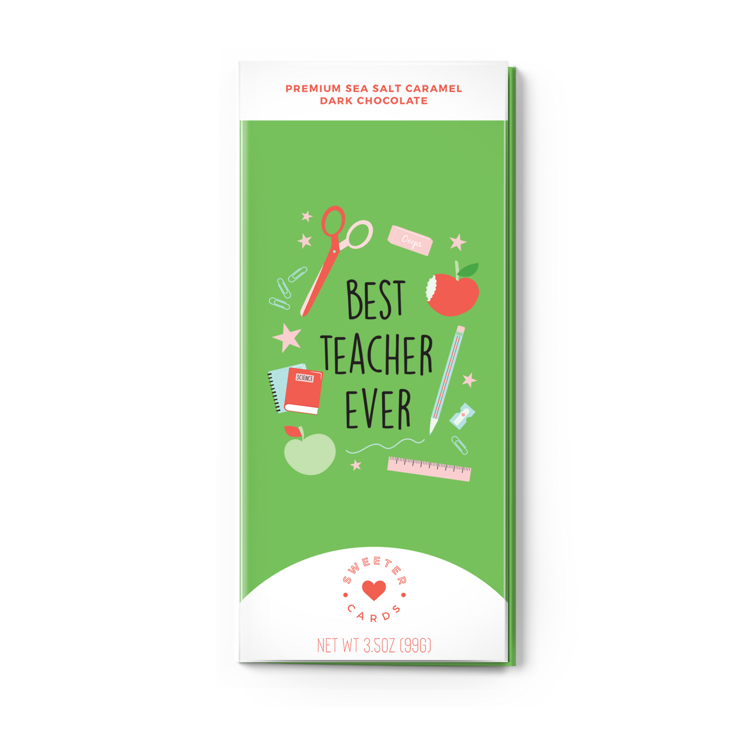 Sweeter Card - Best teacher ever Card with Fair trade Certified Chocolate inside  Sweeter Cards Chocolate Bar + Greeting Card in ONE!   -better made easy-eco-friendly-sustainable-gifting