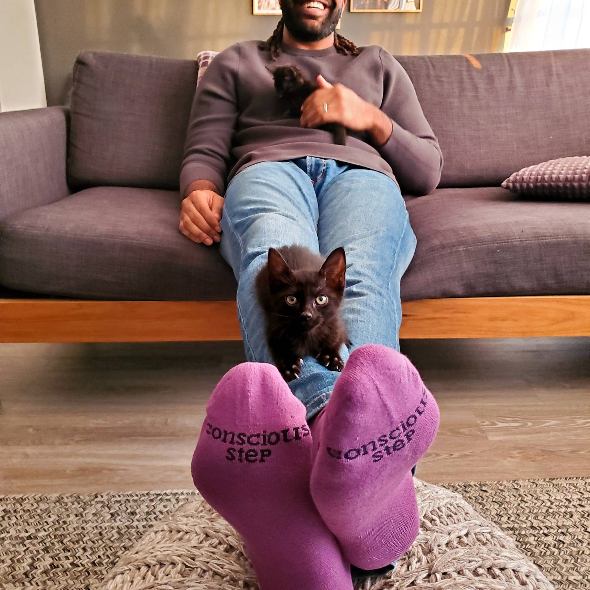 Conscious Step - Socks that Save Cats (Purple Cats)  Conscious Step   -better made easy-eco-friendly-sustainable-gifting