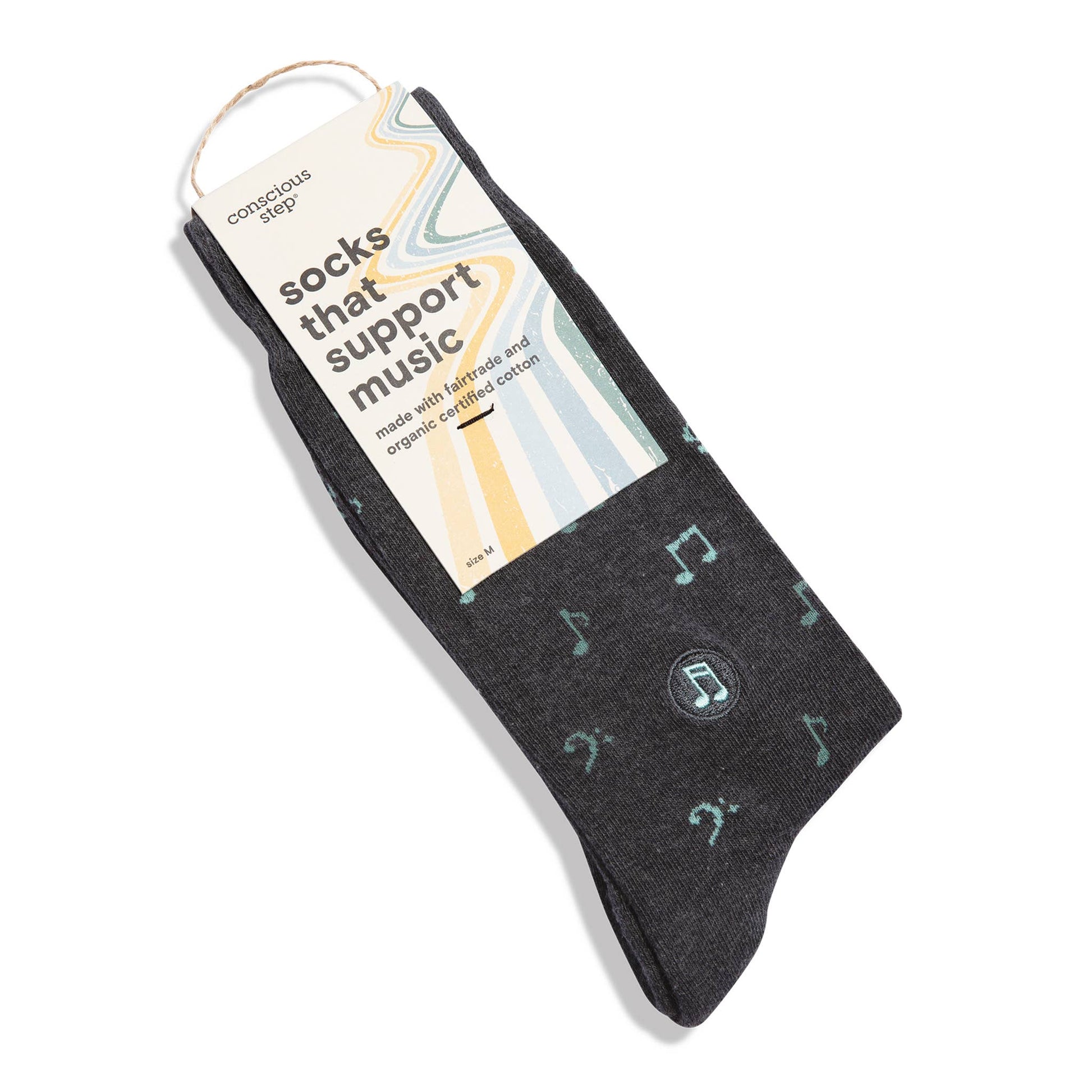 Conscious Step - Socks that Support Music (Gray Music Notes) Conscious Step -better made easy-eco-friendly-sustainable-gifting