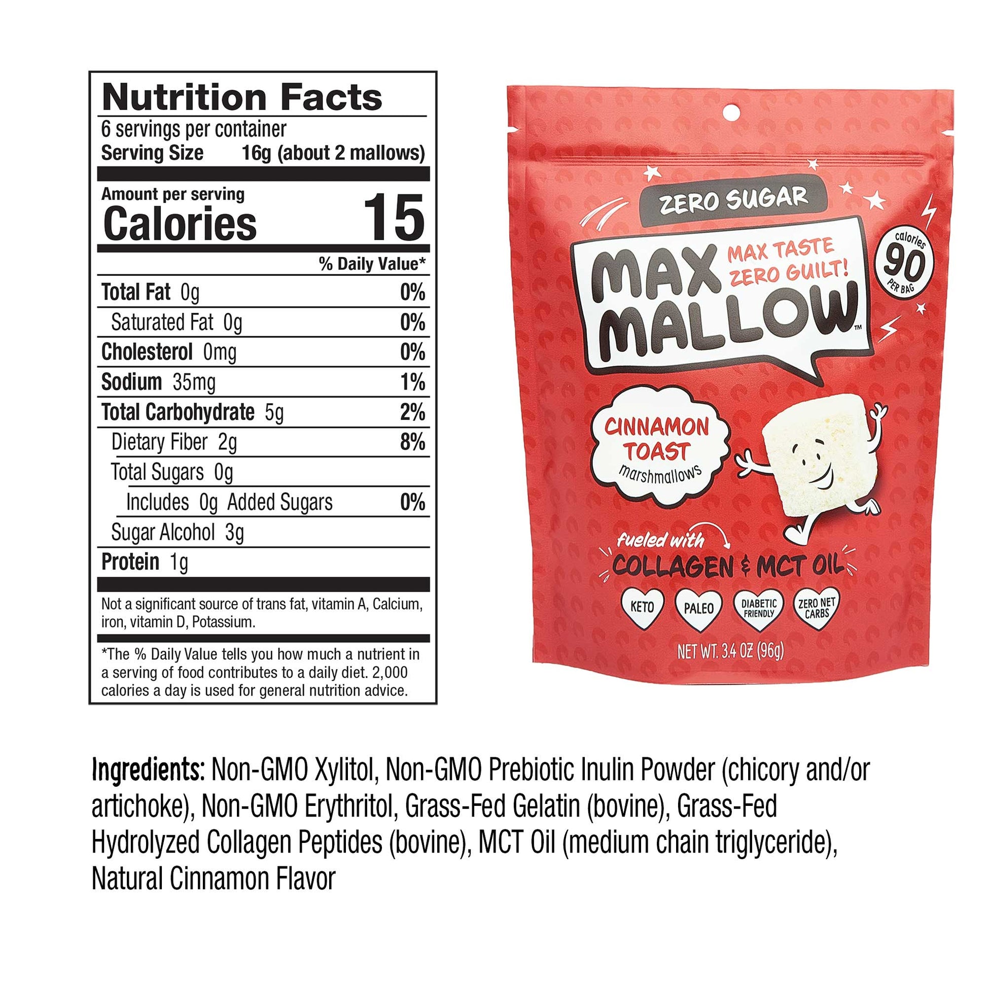 Max Sweets - Cinnamon Toast Max Mallow - Sugar Free Marshmallow  Max Sweets   -better made easy-eco-friendly-sustainable-gifting