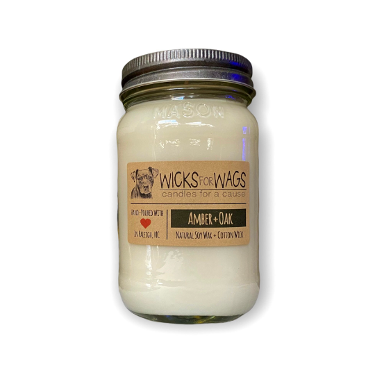 Wicks for Wags - Best Selling - Amber + Oak | Large Mason Jar Soy Candle  Wicks for Wags   -better made easy-eco-friendly-sustainable-gifting