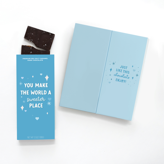 Sweeter Card - Chocolate Bar + Greeting Card in ONE! - You Make the World Sweeter - Chocolate Bar  Sweeter Cards Chocolate Bar + Greeting Card in ONE!   -better made easy-eco-friendly-sustainable-gifting