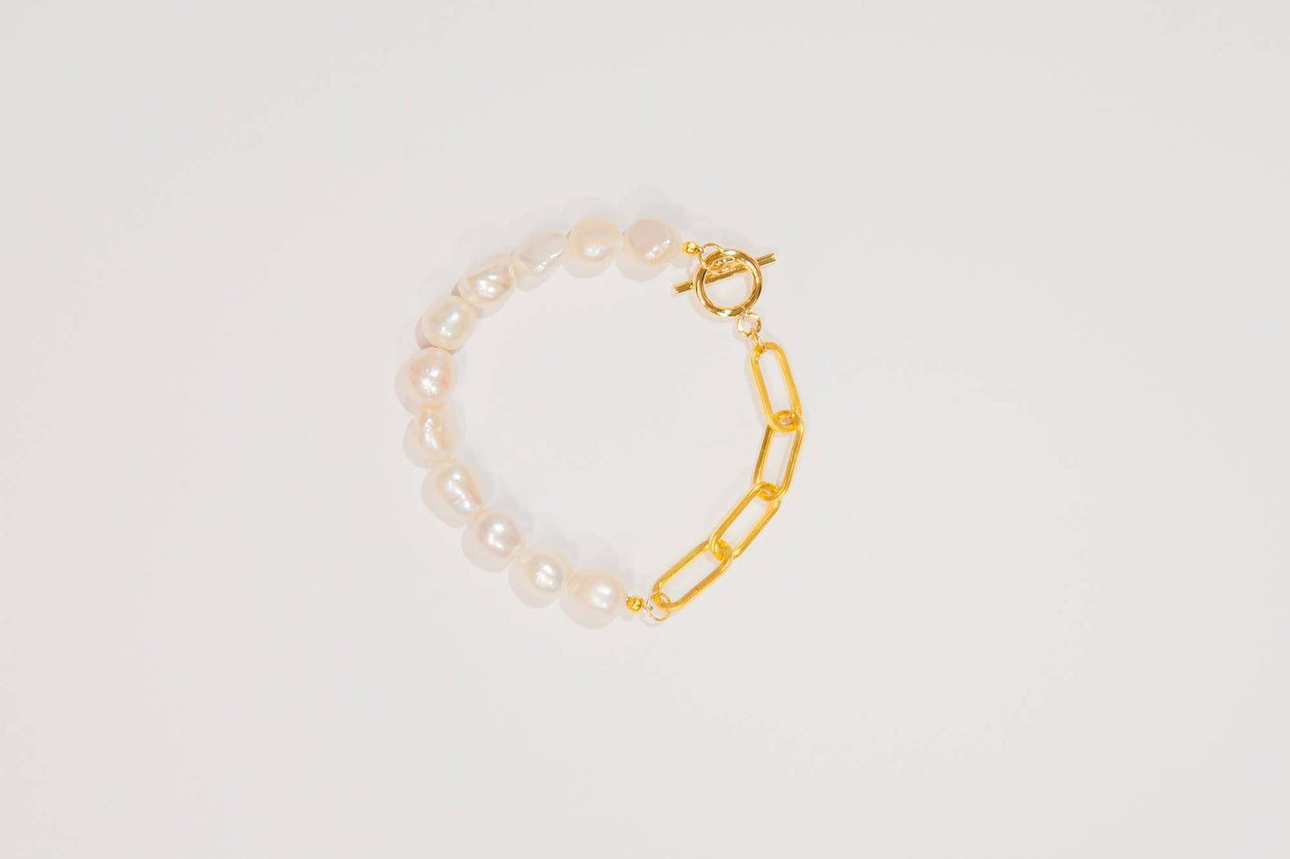 Pearl and Paper Clip Chain Bracelet  Designed For Joy   -better made easy-eco-friendly-sustainable-gifting