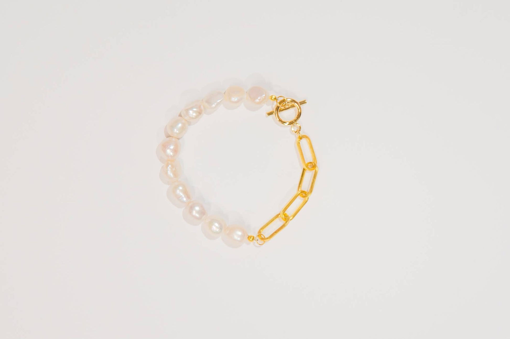 Pearl and Paper Clip Chain Bracelet  Designed For Joy   -better made easy-eco-friendly-sustainable-gifting