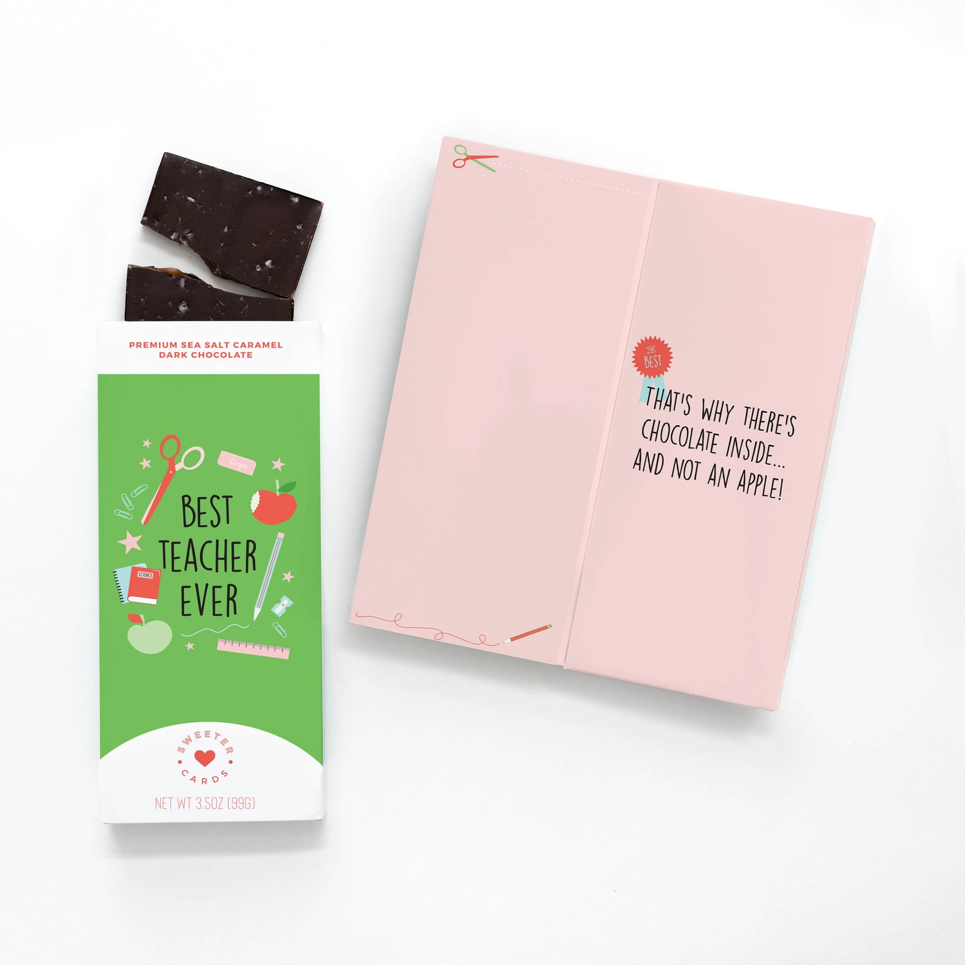 Sweeter Card - Best teacher ever Card with Fair trade Certified Chocolate inside  Sweeter Cards Chocolate Bar + Greeting Card in ONE!   -better made easy-eco-friendly-sustainable-gifting