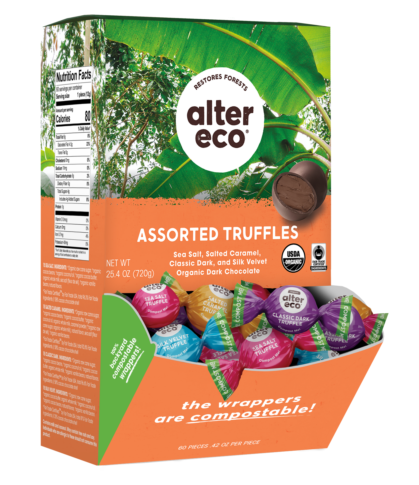 4 Assorted Dark Chocolate Alter Eco Truffles  Alter Eco   -better made easy-eco-friendly-sustainable-gifting